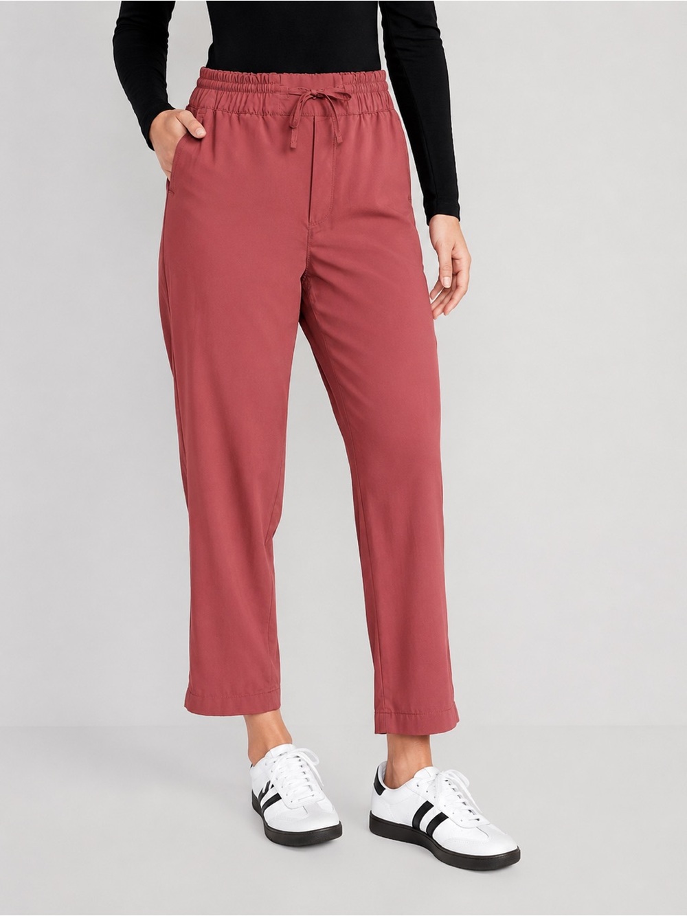 Old Navy High Waisted StretchTech Cropped Taper Pants A Little Rusty Red Size LG